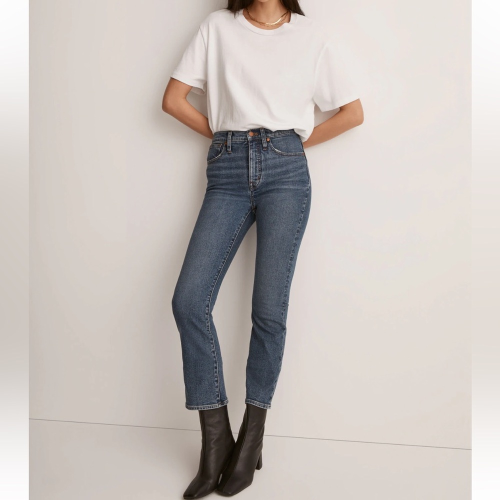Madewell Cali Demi Boot Jeans Glenside Wash 99 Cotton NG351 Size 27 - Picture 2 of 10